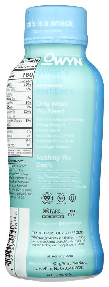 OWYN Plant-Based Protein Shake Vanilla - 4 Pack (12 Fl Oz) - image 3