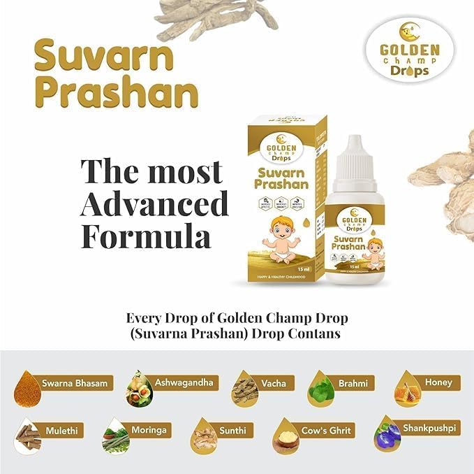 HENU Swarna Prashana Drops with Gold Ash Ayurvedic - 15 ml - image 2