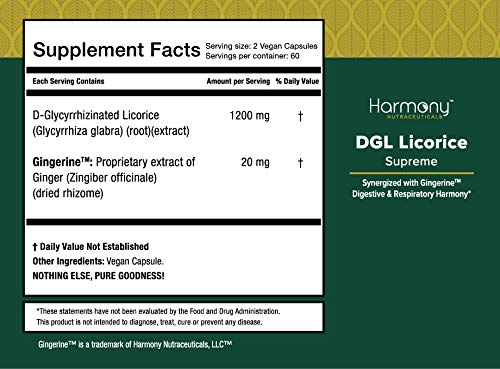Harmony Nutraceuticals DGL Licorice Supreme Vegetarian Capsules - 120 Count - image 3