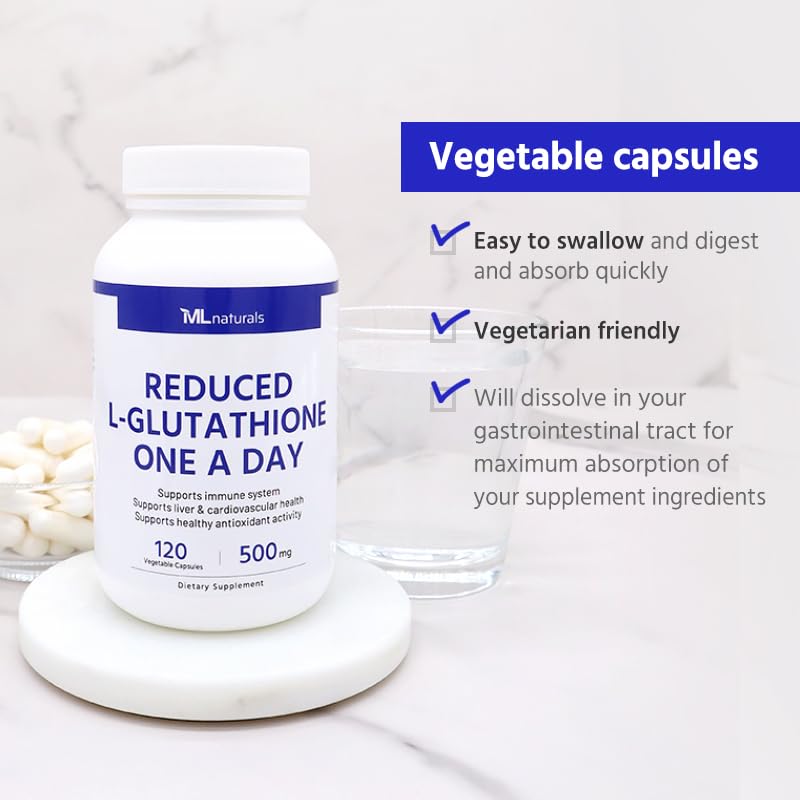 ML Naturals L-Glutathione 500mg Immune & Antioxidant - 120 Vegetable Capsules - image 5