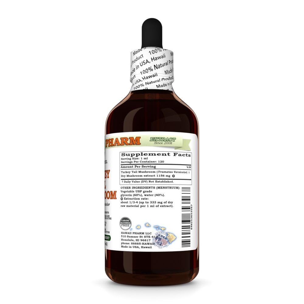 Hawaii Pharm Turkey Tail Mushroom (Trametes versicolor) Alcohol-Free