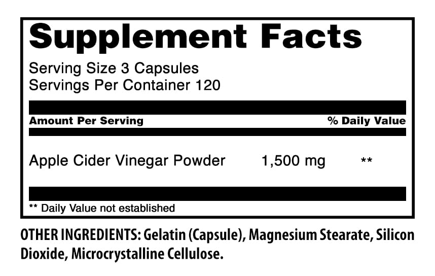 Amazing Nutrition Apple Cider Vinegar 1500 mg - 360 Capsules - image 2