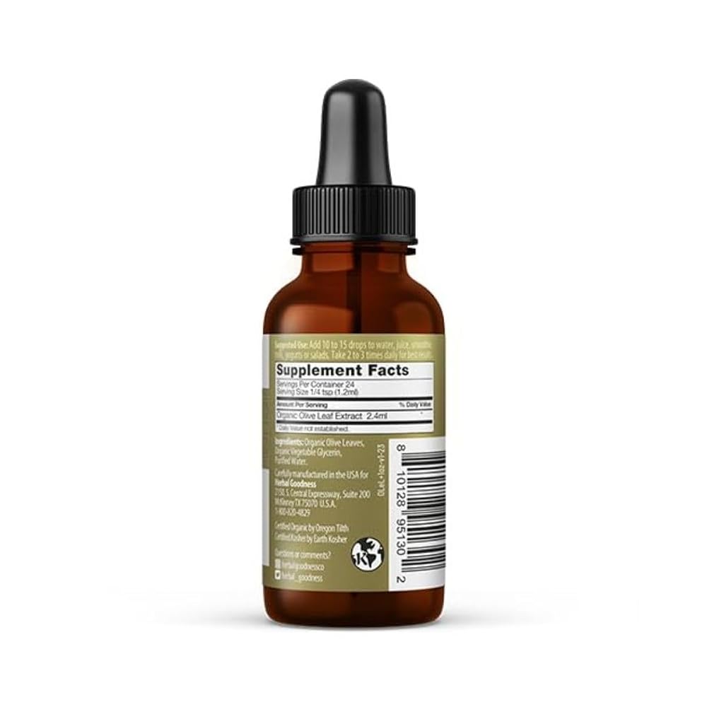 Herbal Goodness Olive Leaf Extract Liquid Organic - 1 Fl Oz - image 3