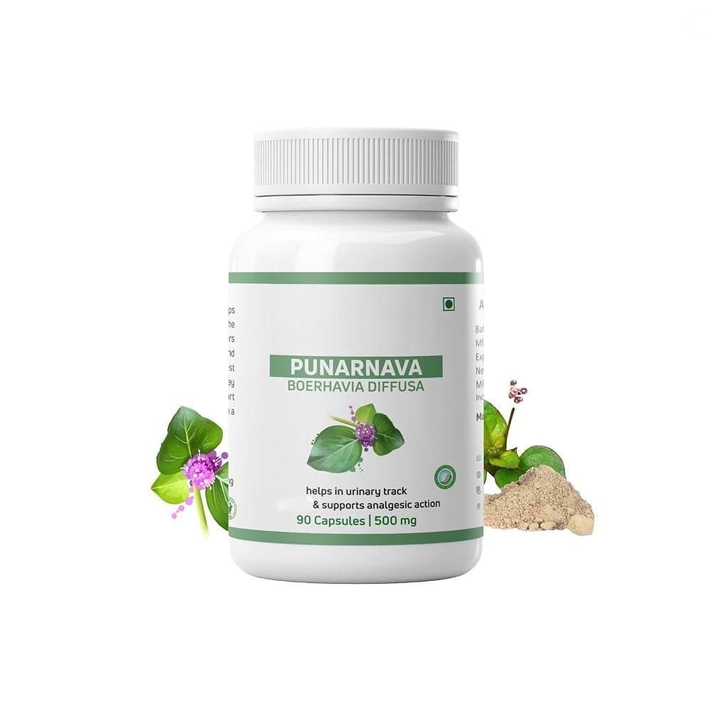 Punarnava Capsules Natural Diuretic Urinary & Kidney Support - 90 Capsules