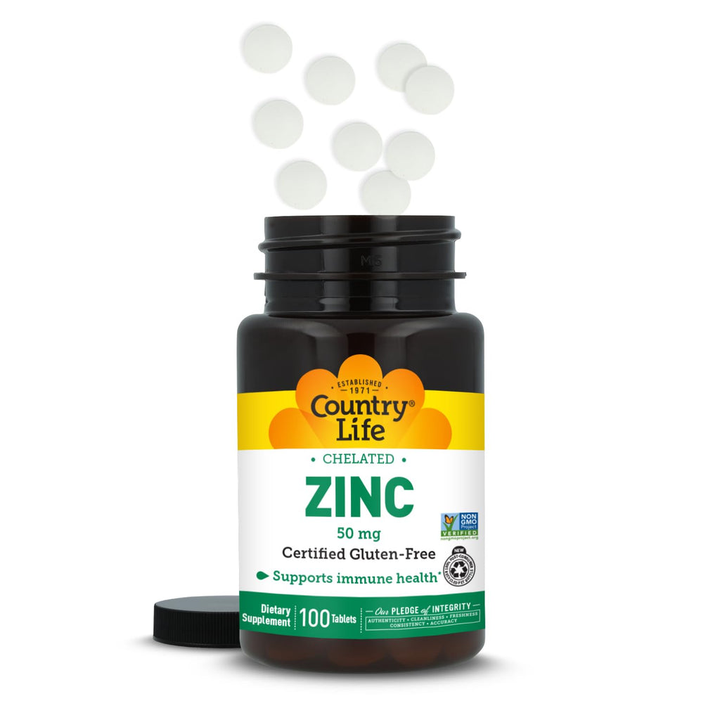 Country Life Chelated Zinc 50 mg Immune Support - 100 Tablets - image 3