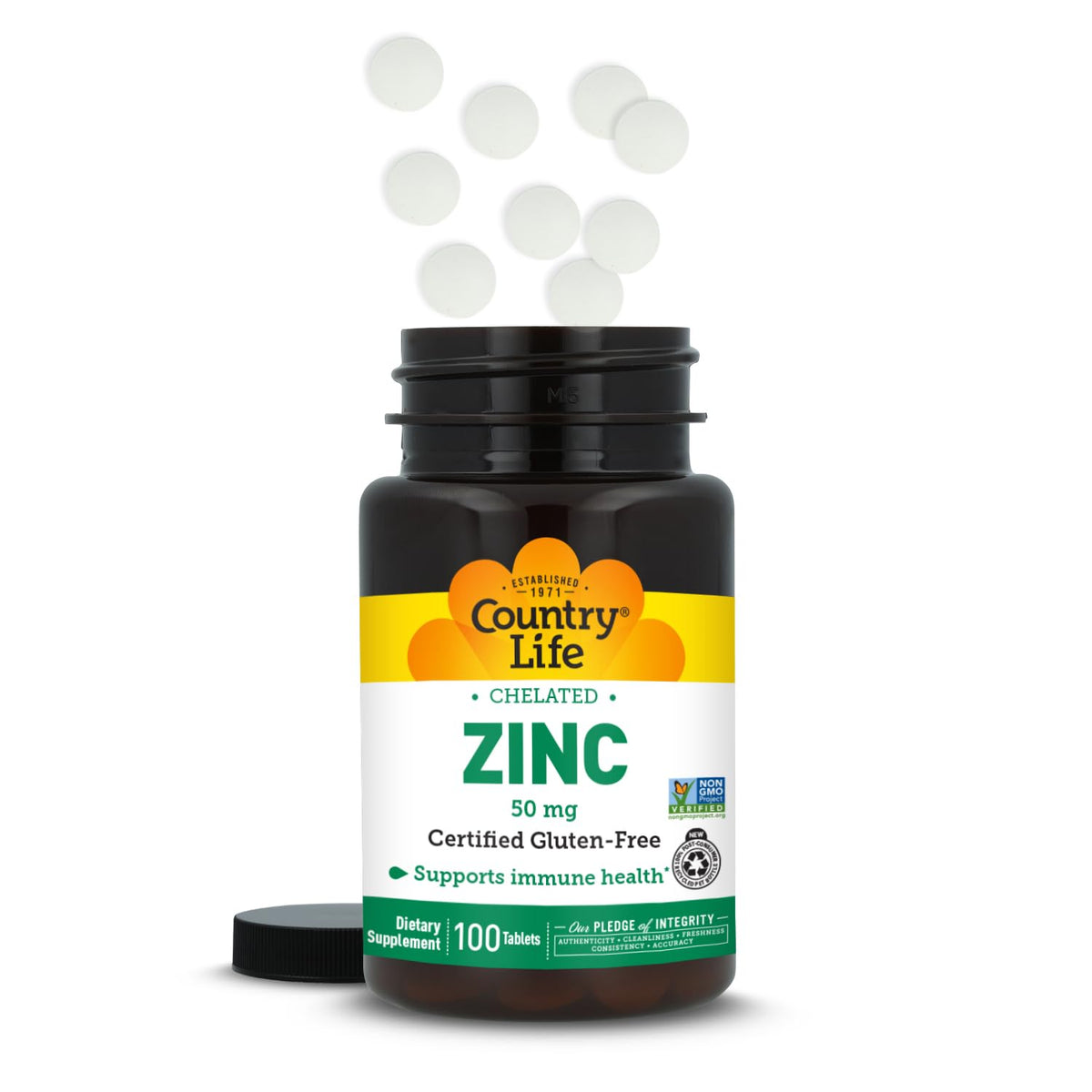 Country Life Chelated Zinc 50 mg Immune Support - 100 Tablets - image 3