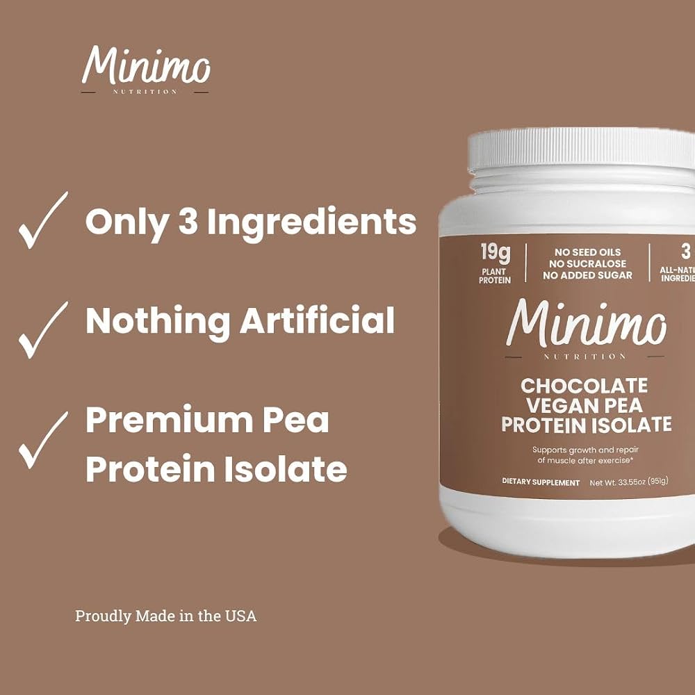 Minimo Nutrition Vegan Pea Protein Isolate Powder Chocolate - 2.1 lbs - image 2