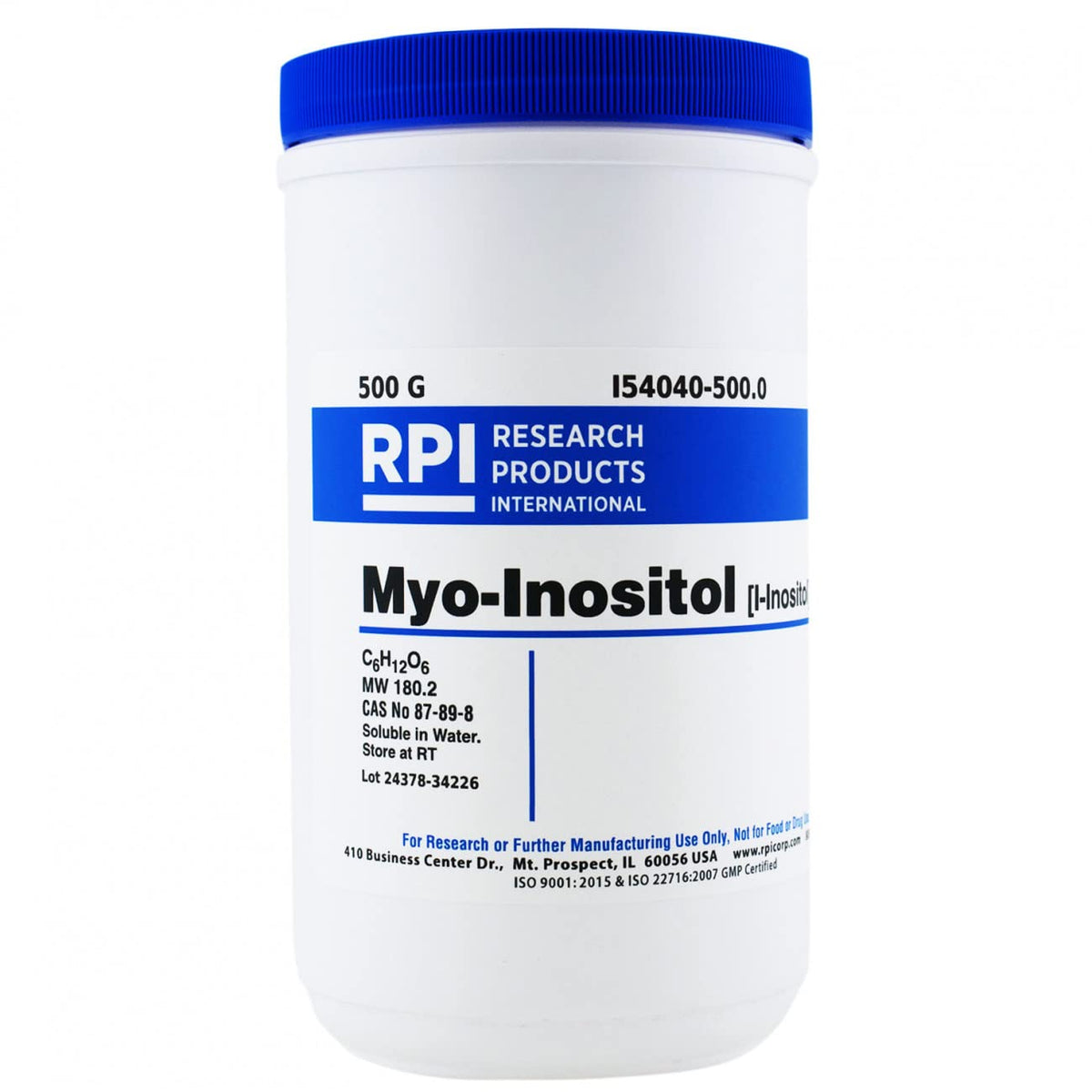 RPI Myo-Inositol I-Inositol Powder - 500 Grams