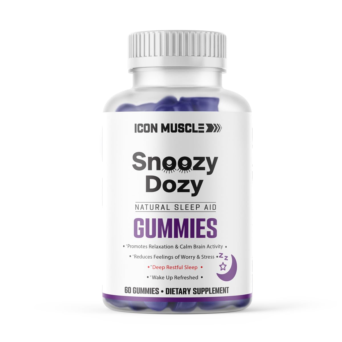 Icon Muscle Snoozy Dozy Sleep Gummies with Melatonin - 60 Gummies