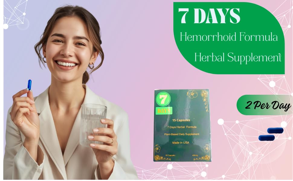Generic 7 Days 15 Capsules Herbal Hemorrhoid Detox Formula