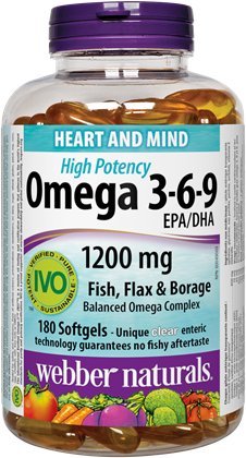 Webber Naturals Omega 3-6-9 High Potency 1200 mg - 180 Softgels