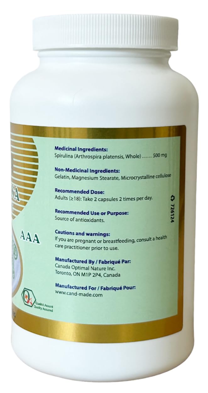 Cand-Made 100% Natural Spirulina 500mg - 180 Capsules - image 5