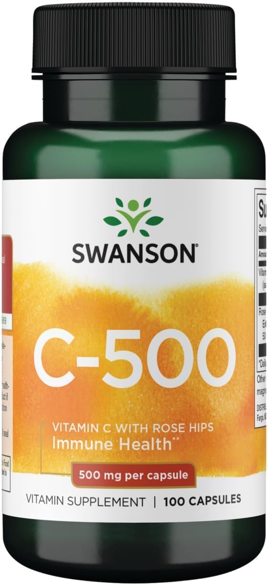 Swanson Vitamin C with Rose Hips Immune Support 500 mg - 100 Capsules