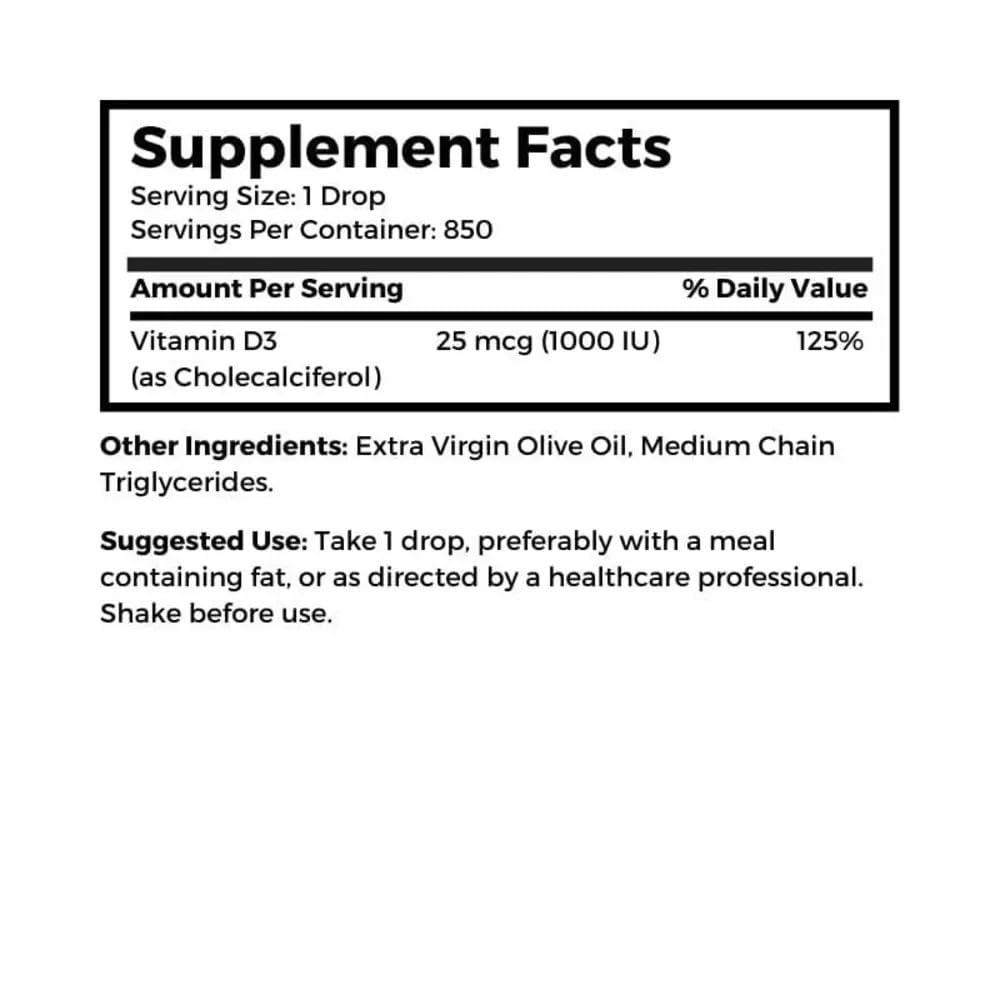 Dr Clark Liquid Vitamin D3 1000 IU Bone Support - 1 Fl Oz - image 3