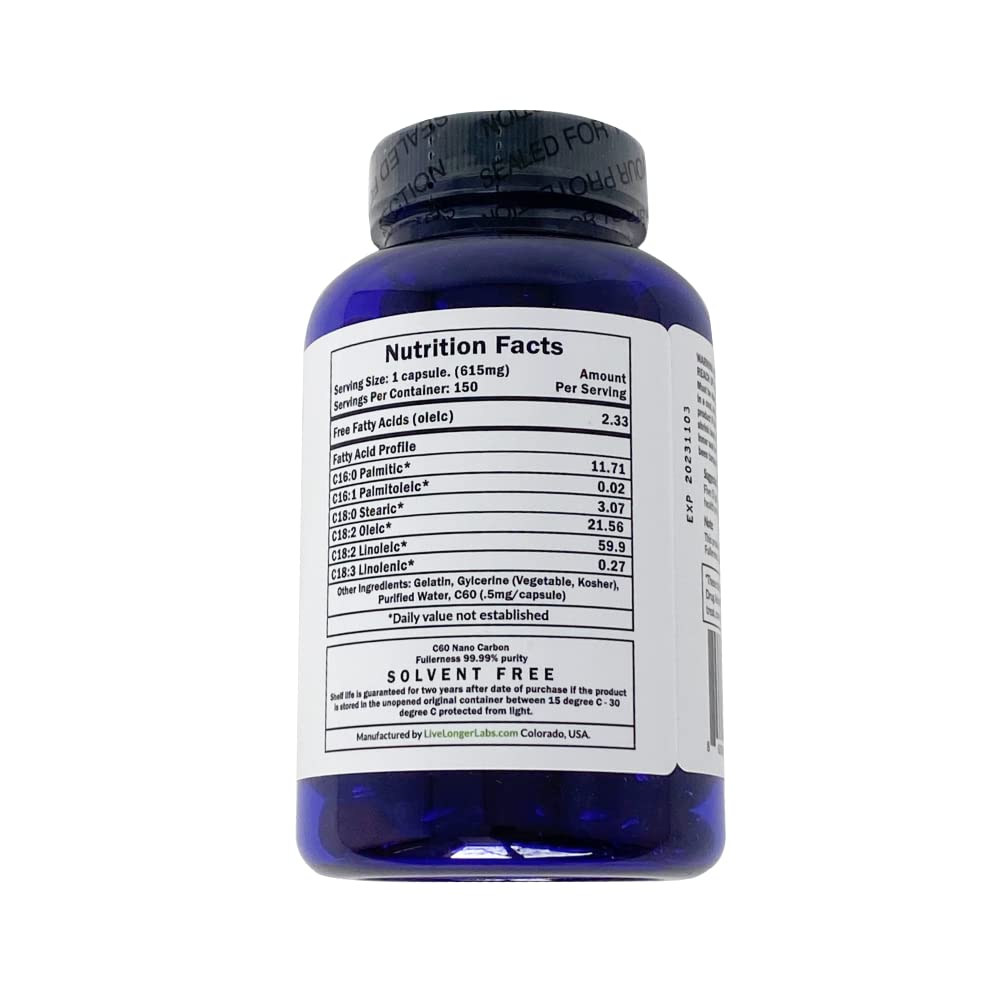 C60live Carbon 60 with Black Seed Oil Antioxidant - 150 Capsules - image 2