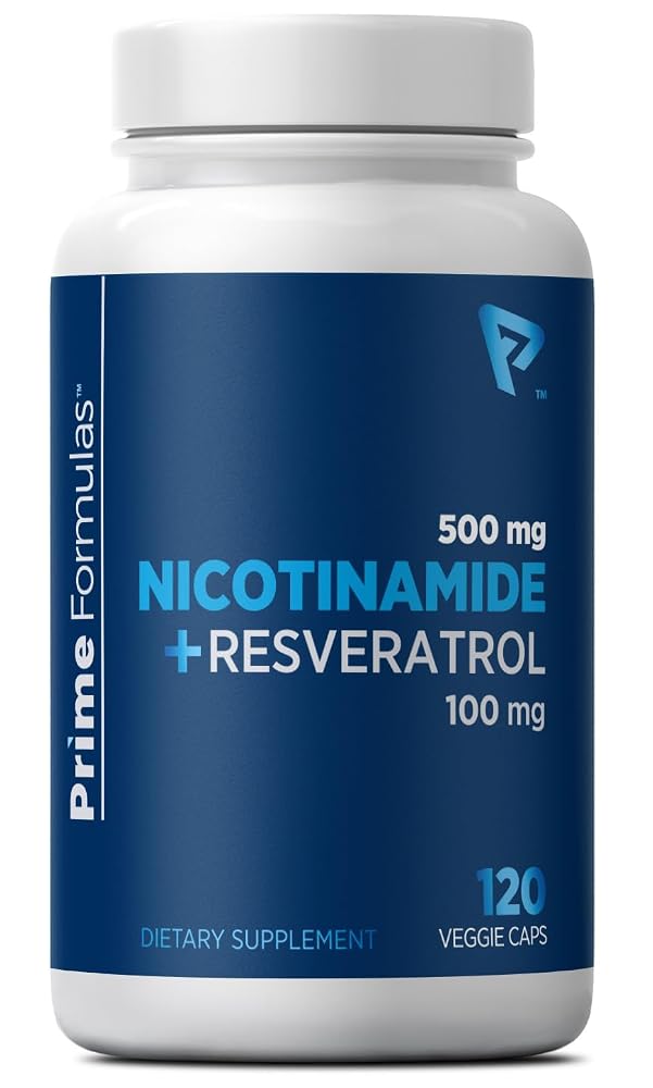 Prime Formulas Nicotinamide 500mg with Resveratrol for Healthy Aging