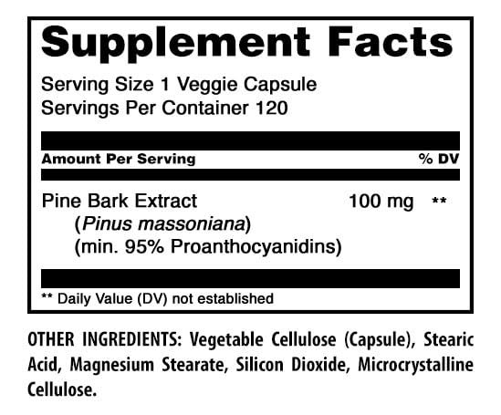 Amazing Nutrition Pine Bark Extract 100 mg - 120 Vegetarian Capsules - image 2