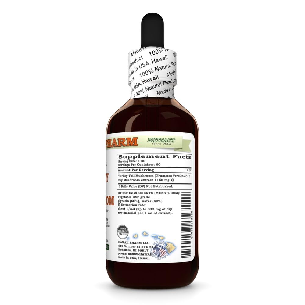 Hawaii Pharm Turkey Tail Mushroom (Trametes versicolor) Alcohol-Free