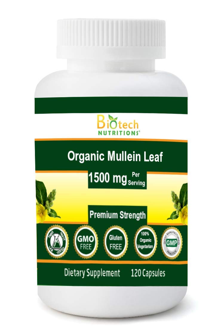 Biotech Nutritions Organic Mullein Leaf 1500 mg - 120 Vegetable Capsules