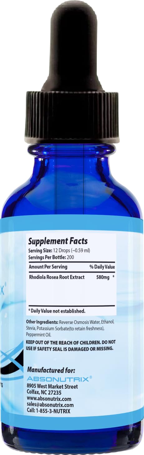Absonutrix Rhodiola Rosea 580mg Liquid Energy Support - 4 Fl Oz - image 9