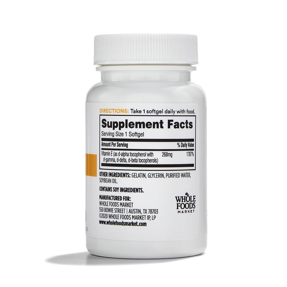365 by Whole Foods Market Vitamin E 400 IU Mixed Tocopherols - 60 Softgels - image 2