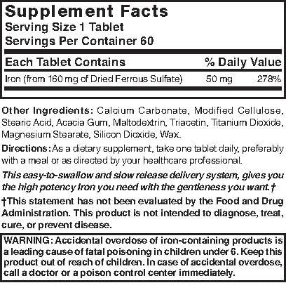 Nature's Blend Slow Iron 50 mg - 60 Tablets - image 3