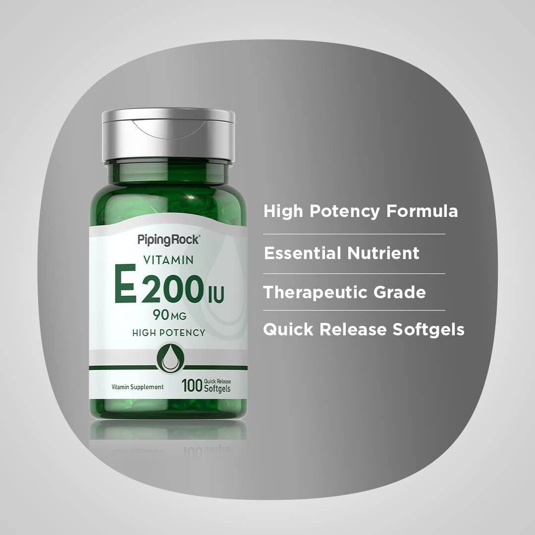 Piping Rock Vitamin E 200 IU - 100 Softgels - image 4