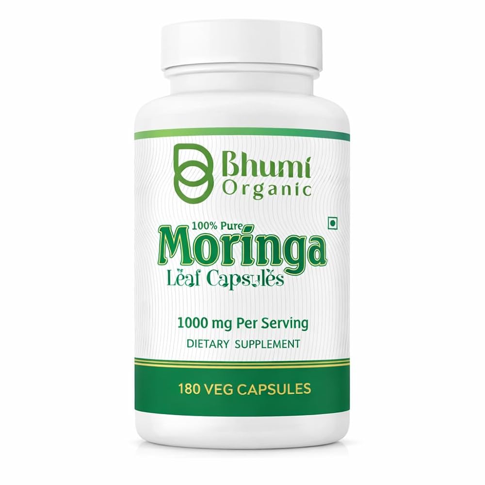 Bhumi Organic Moringa Powder Capsules - 180 Capsules