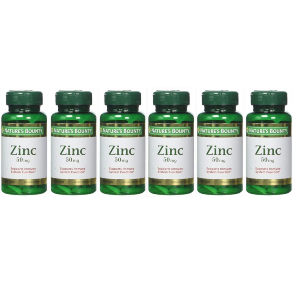 Nature's Bounty Zinc 50 mg Caplets - 600 Count (Pack of 6)