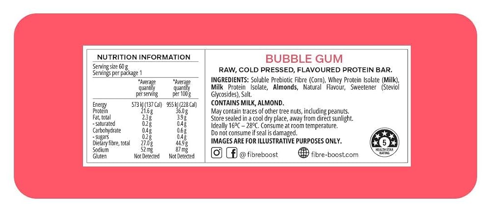 Fibre Boost Cold Pressed Bubblegum Protein Bar - 12 Count - image 2