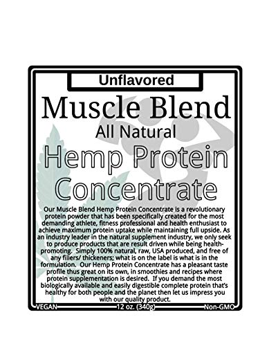 Muscle Blend Hemp Protein Concentrate Powder Raw Vegan - 12 oz - image 3