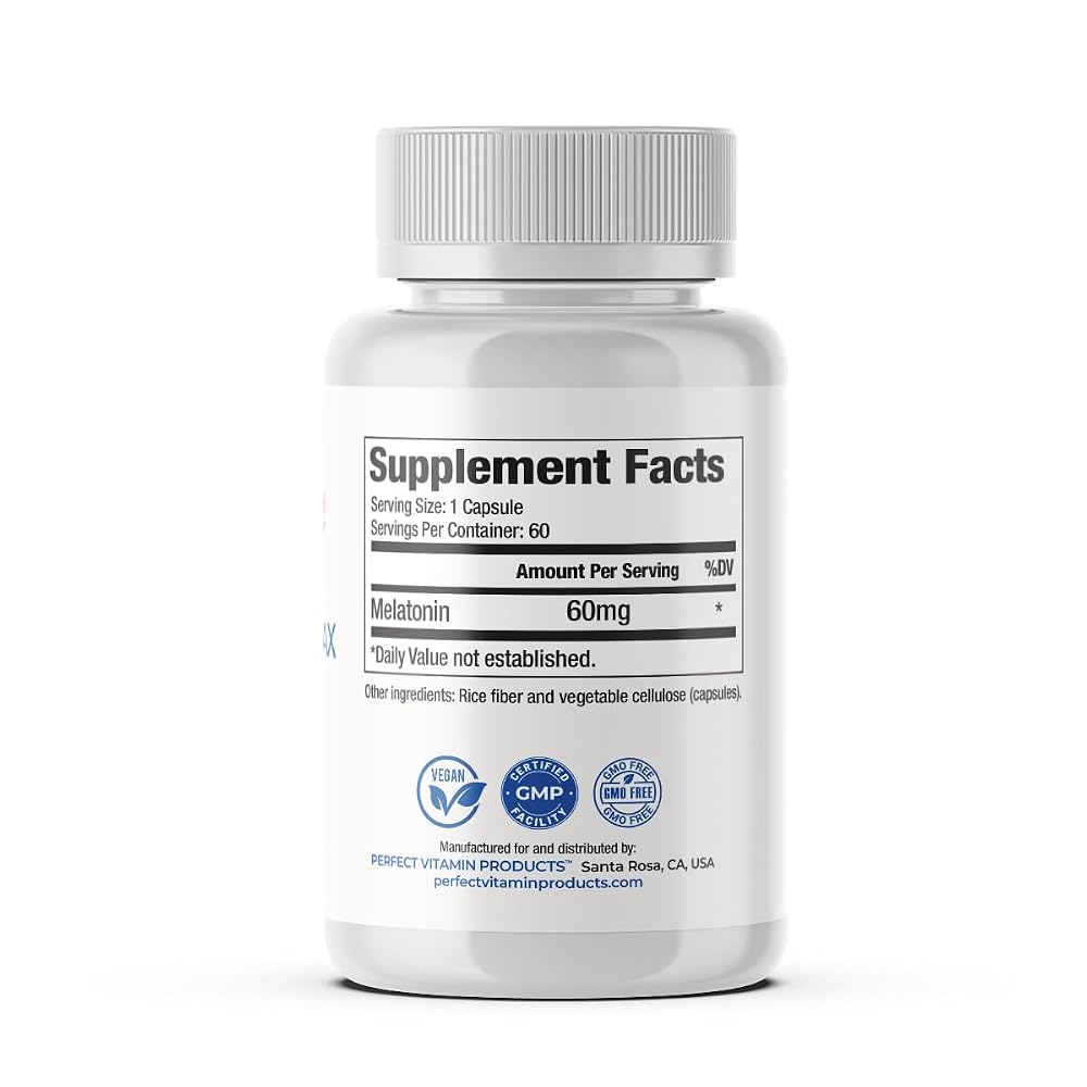 Perfect Vitamin Products Melatonin 60mg Sleep Aid - 60 Capsules - image 9