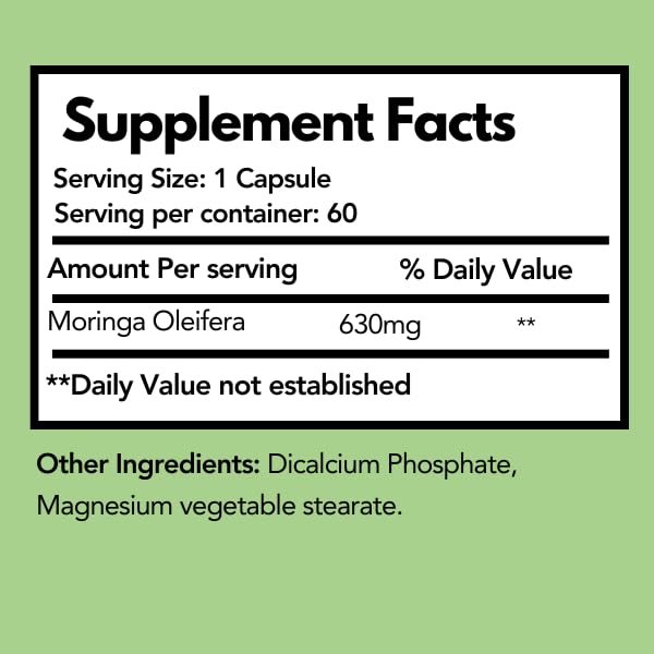 Arymar Moringa Oleifera 630mg - 60 Capsules - image 6