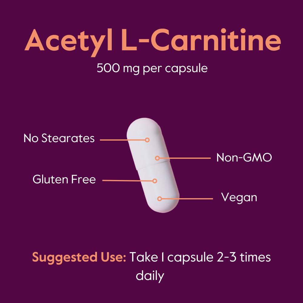 BESTVITE Acetyl L-Carnitine 500mg Energy Support - 240 Vegetarian Capsules - image 5