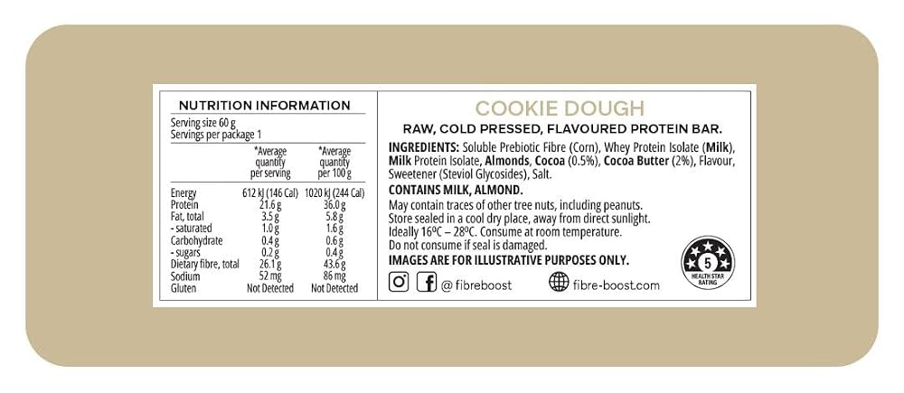 Fibre Boost Cold Pressed Cookie Dough Protein Bar - 12 Count - image 2