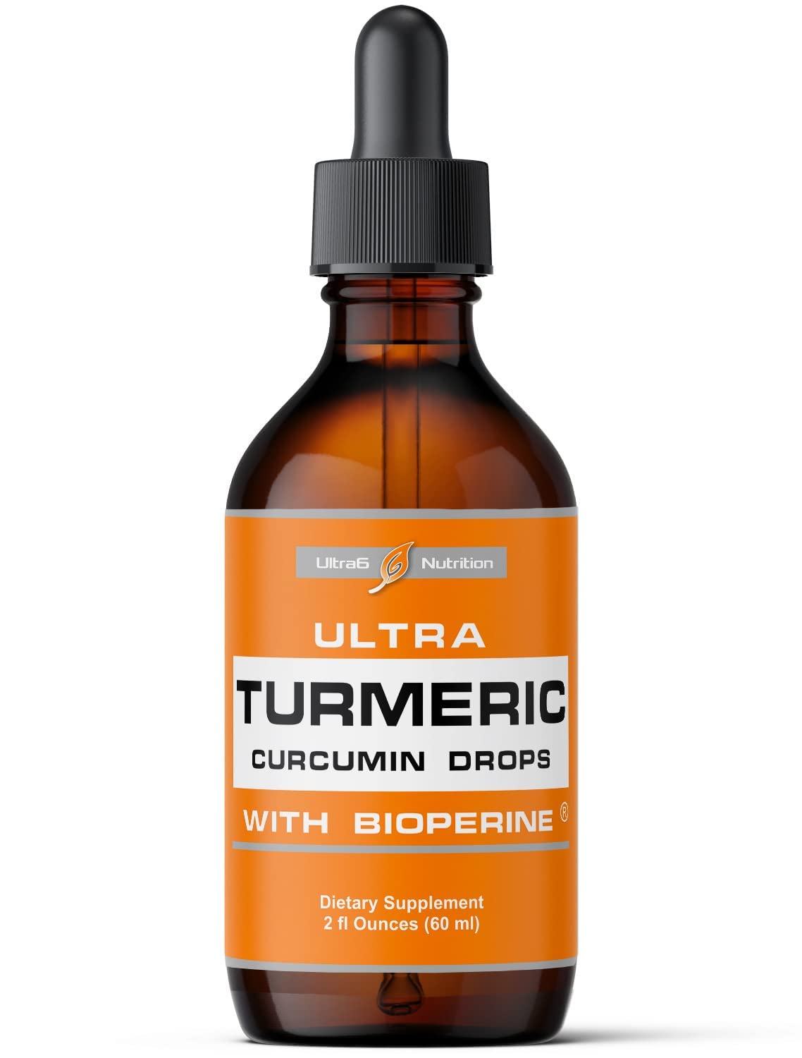 Ultra6 Nutrition Liquid Turmeric Curcumin Extract with Black Pepper - 2 Fl Oz