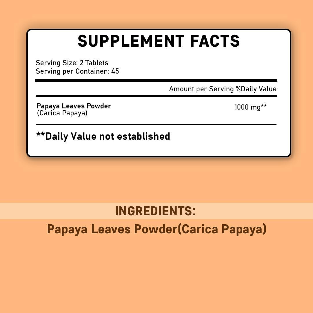 minature Papaya Leaf Tablets 1000 mg - 90 Tablets - image 2