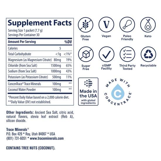 Trace Minerals ZeroLyte Electrolyte Powder Mix