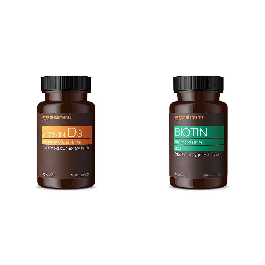 Amazon Elements Vitamin D3 & Vegan Biotin Bundle - 310 Count