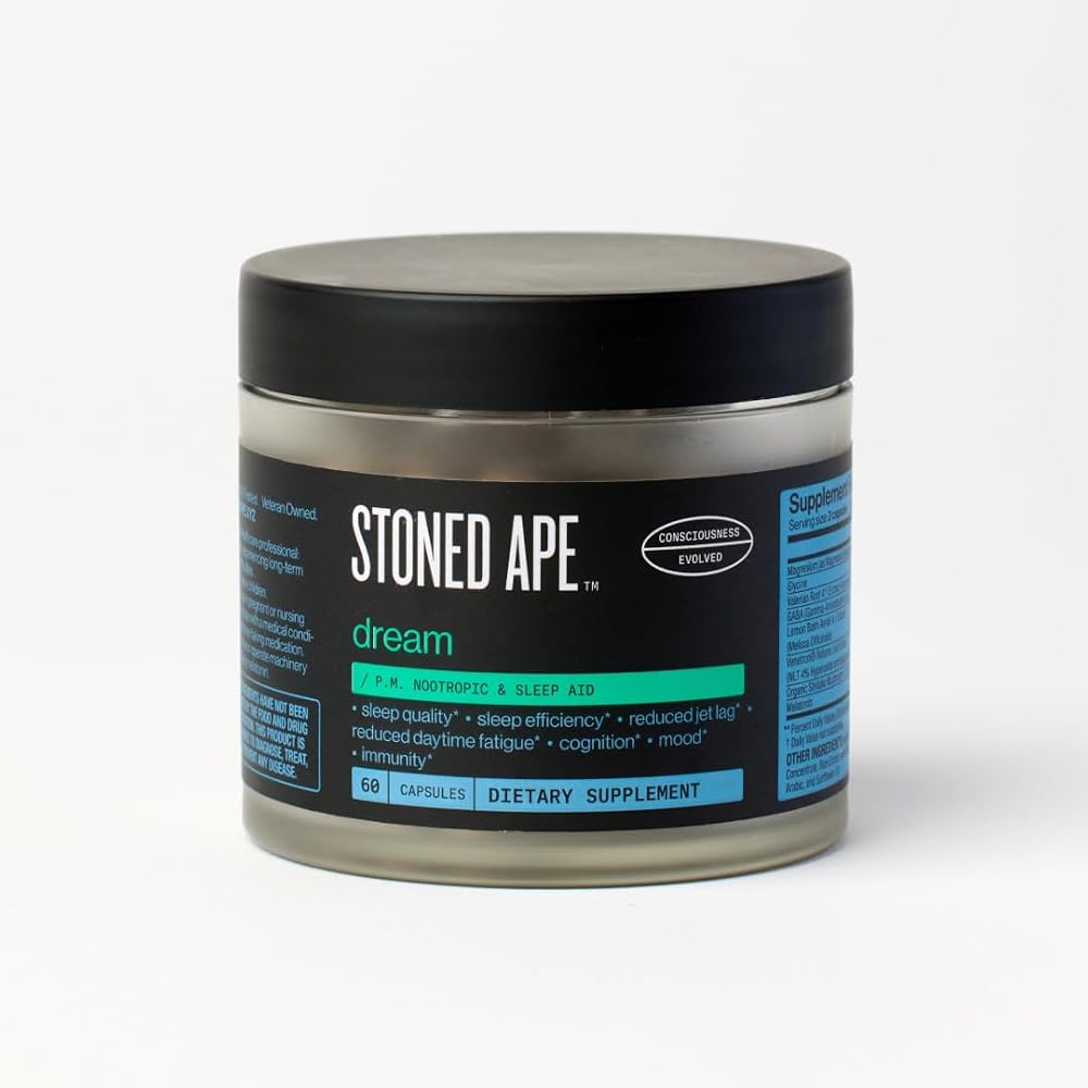 Stoned Ape Dream Natural Sleep Aid with Melatonin - 60 Capsules