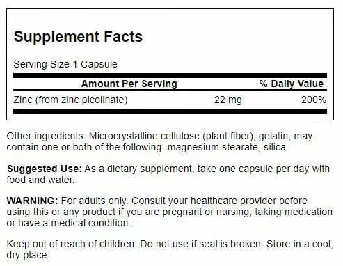Swanson Zinc Picolinate - Mineral Supplement Promoting Prostate Health