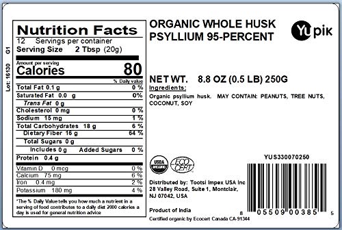 Yupik Organic Whole Husk Psyllium 95%