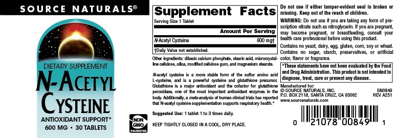 Source Naturals N-Acetyl Cysteine Antioxidant Support