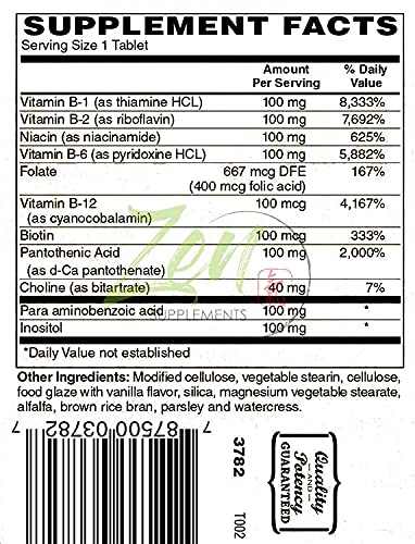 Zen Supplements B-Complex Vitamin - 100 Sustained-Release Tablets - image 4