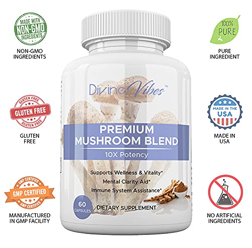Divine Vibes Mushroom Supplement for Mental Clarity - 60 Capsules - image 5