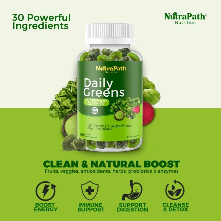 NutraPath Superfood Daily Greens Gummies for Immunity & Energy - 60 Gummies - image 4