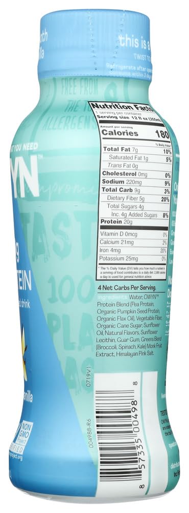 OWYN Plant-Based Protein Shake Vanilla - 4 Pack (12 Fl Oz) - image 4