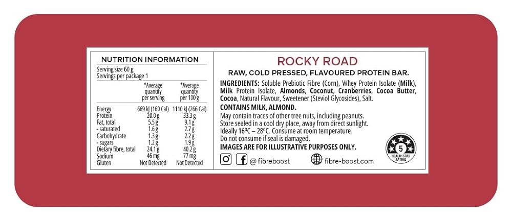 Fibre Boost Cold Pressed Rocky Road Protein Bar - 12 Count - image 2
