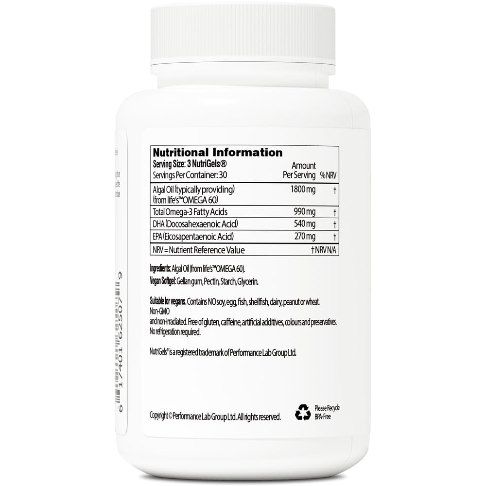 Performance Lab Omega-3 from Algae Supplement - 90 Softgels - image 4