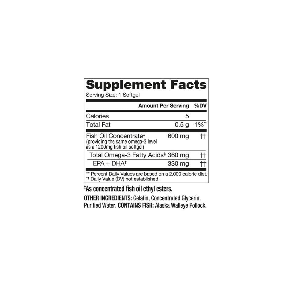 Finest Nutrition Half-the-Size Fish Oil 1200 mg - 200 Softgels - image 5